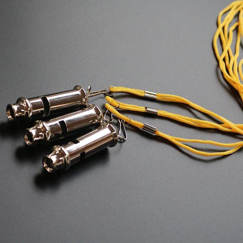 1pc Training Referee Metal Whistle With Neck Chain Outdoor Ball Sports Dog Trainning Emergency Security School