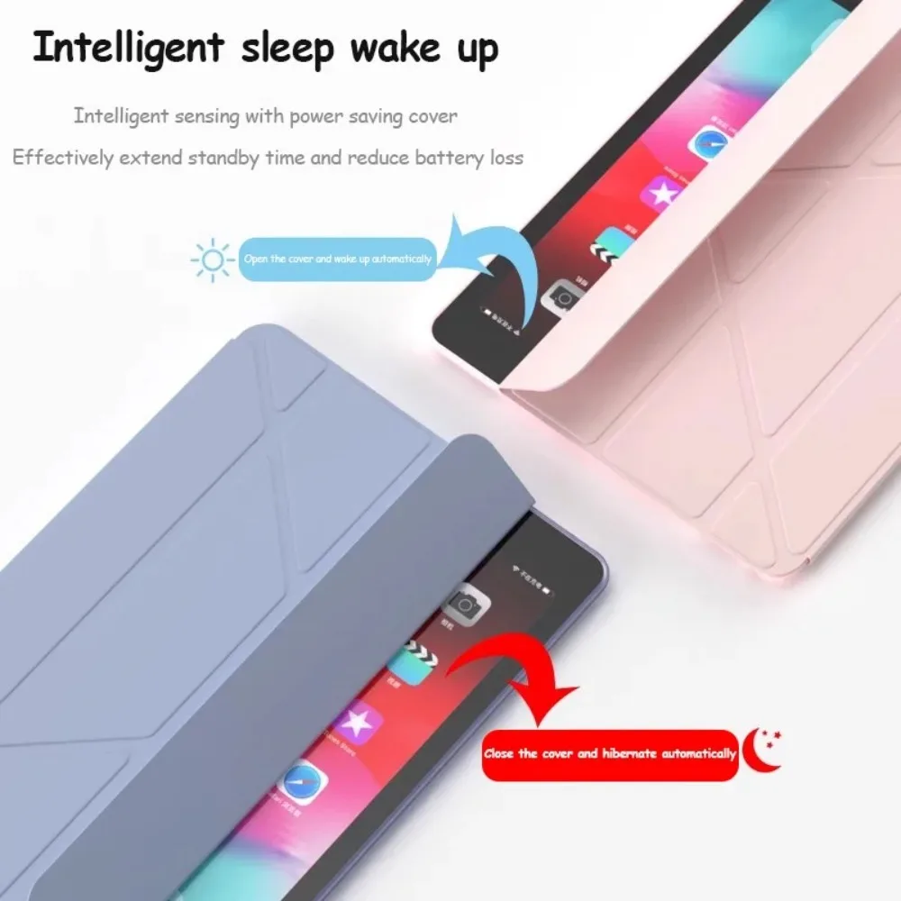 Magnetic Y-Fold Stand Tablet Case - Premium TPU Leather Silicone Cover, 8.7 Inch