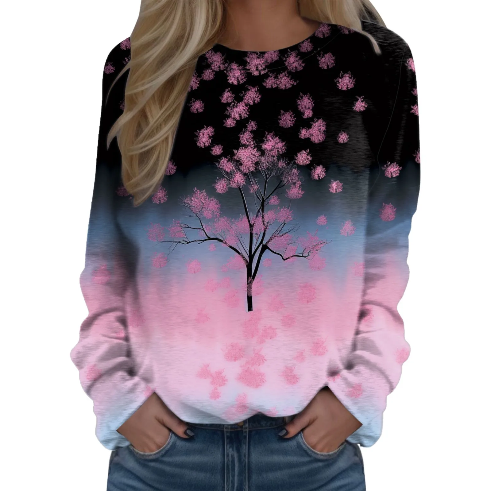 

Floral Printed Women's New Fashion Sweatshirt Long Sleeved Pullovers Clothes O Neck Autumn Winter Sweatshirt Lover Pullovers Top
