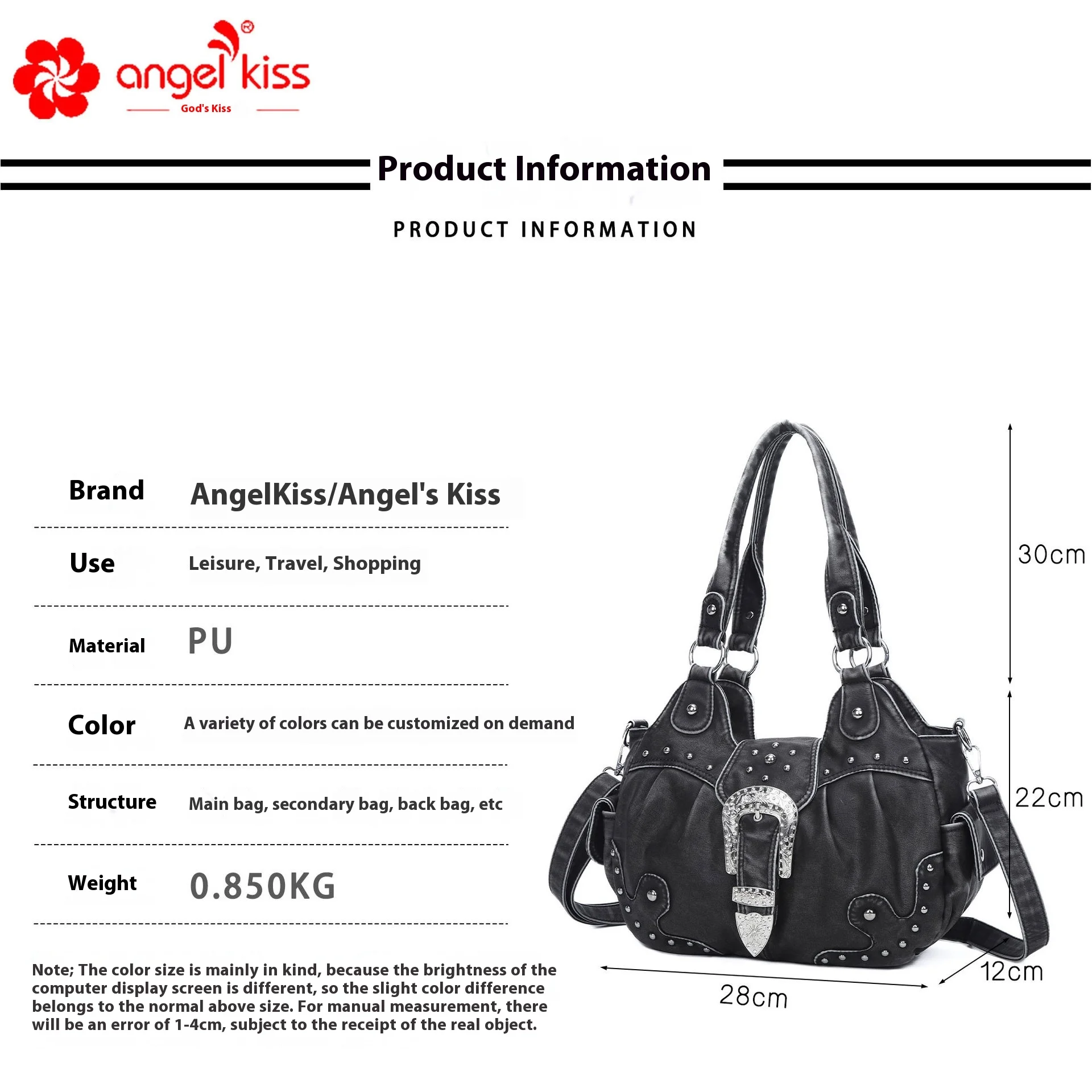 ★ まりん777。 ★【美品】y2k angel kiss トートバッグ Angelkiss Women Bag Top-handle Handbag Fashion Tie-dye