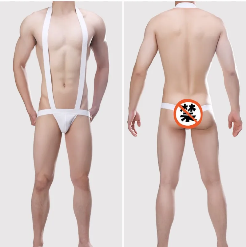 

Sexy One Piece Suspender Stretch Comfortable Sweat Absorption Breathable Pure Cotton Empty Sports Men's Underwear