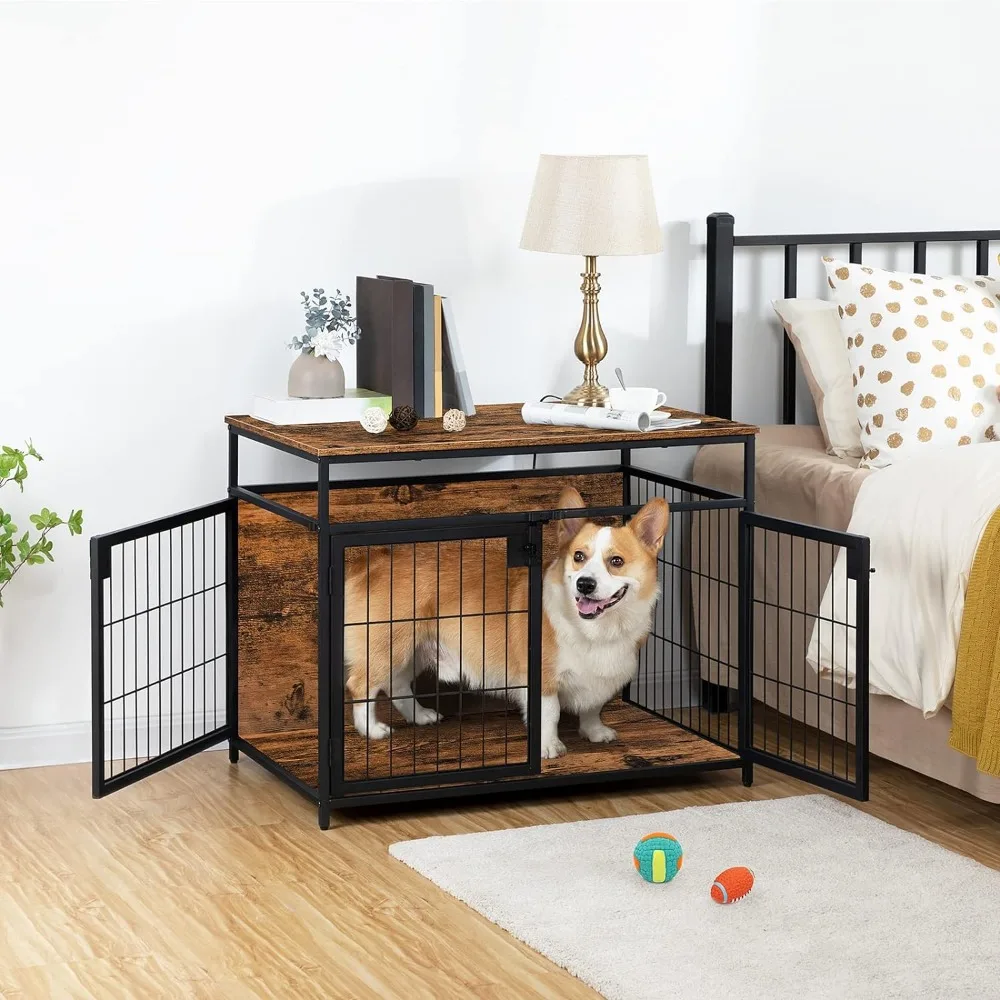 

Wooden Dog Crate Furniture Chew-Resistant Dog House Beds and Furniture Everything for Dogs Bed Accessories Kennel Indoor Pet