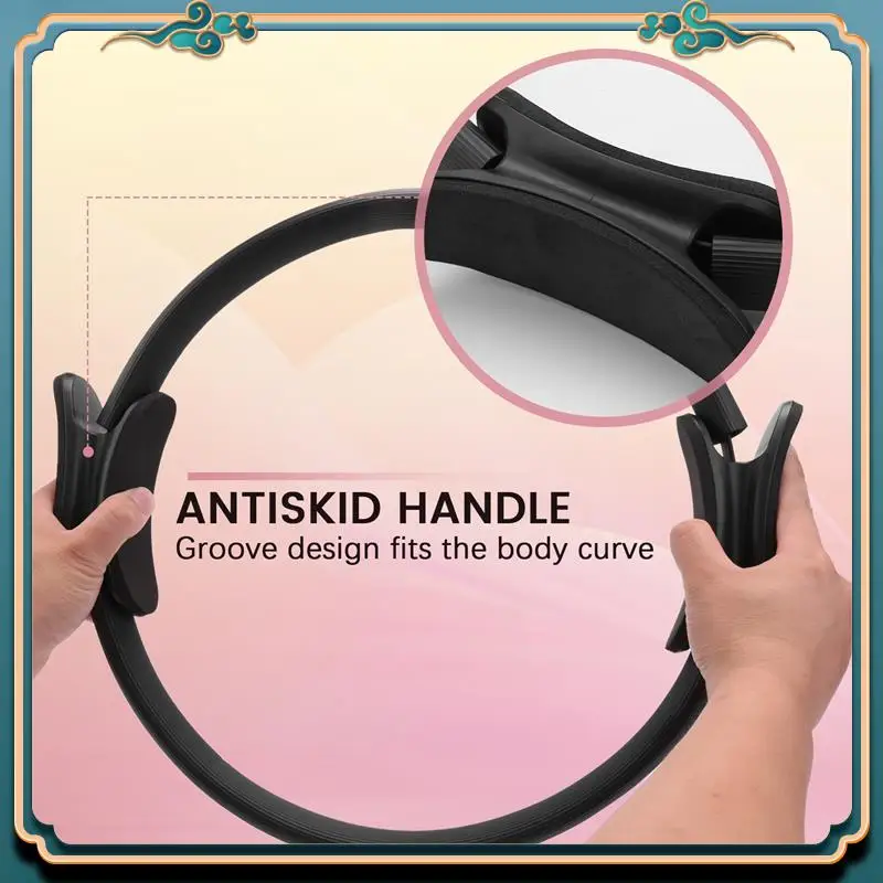 Latest Pilates Ring Magic Circle Body Sport Exercise Fitness Strength Yoga Tool-Black