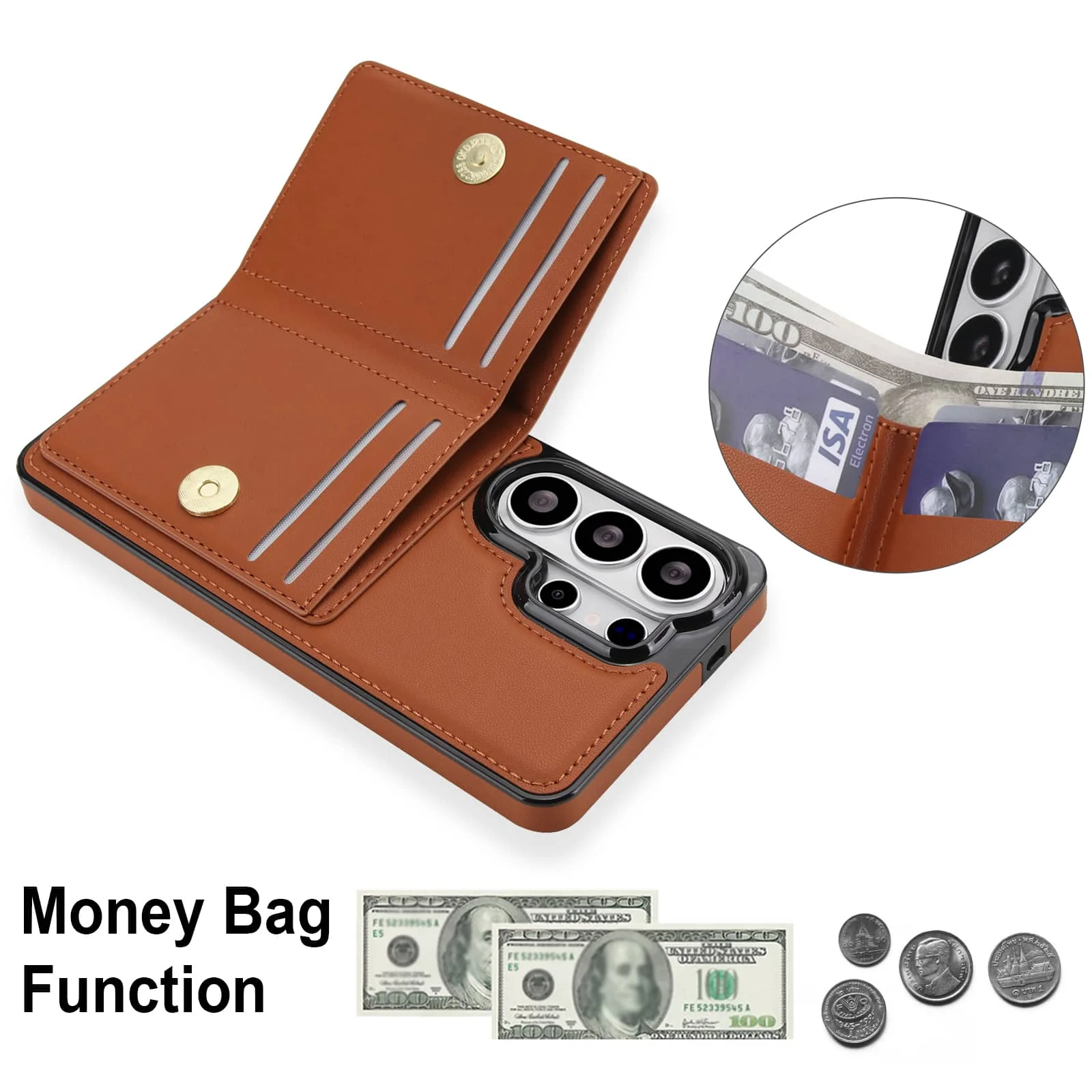 Premium Wallet Case with Card Holder and 360° Rotating Kickstand