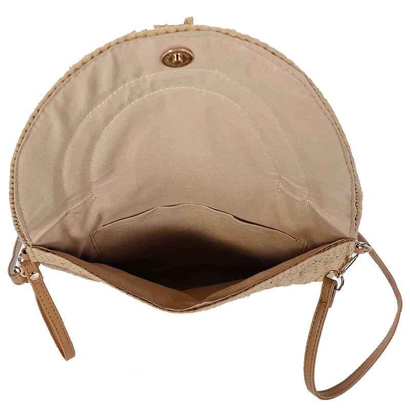 Pochette In Paglia Naturale Con Tracolla Catena Oro | Borsa Estiva In Rafia 24x14x5 Cm Per Spiaggia E Feste