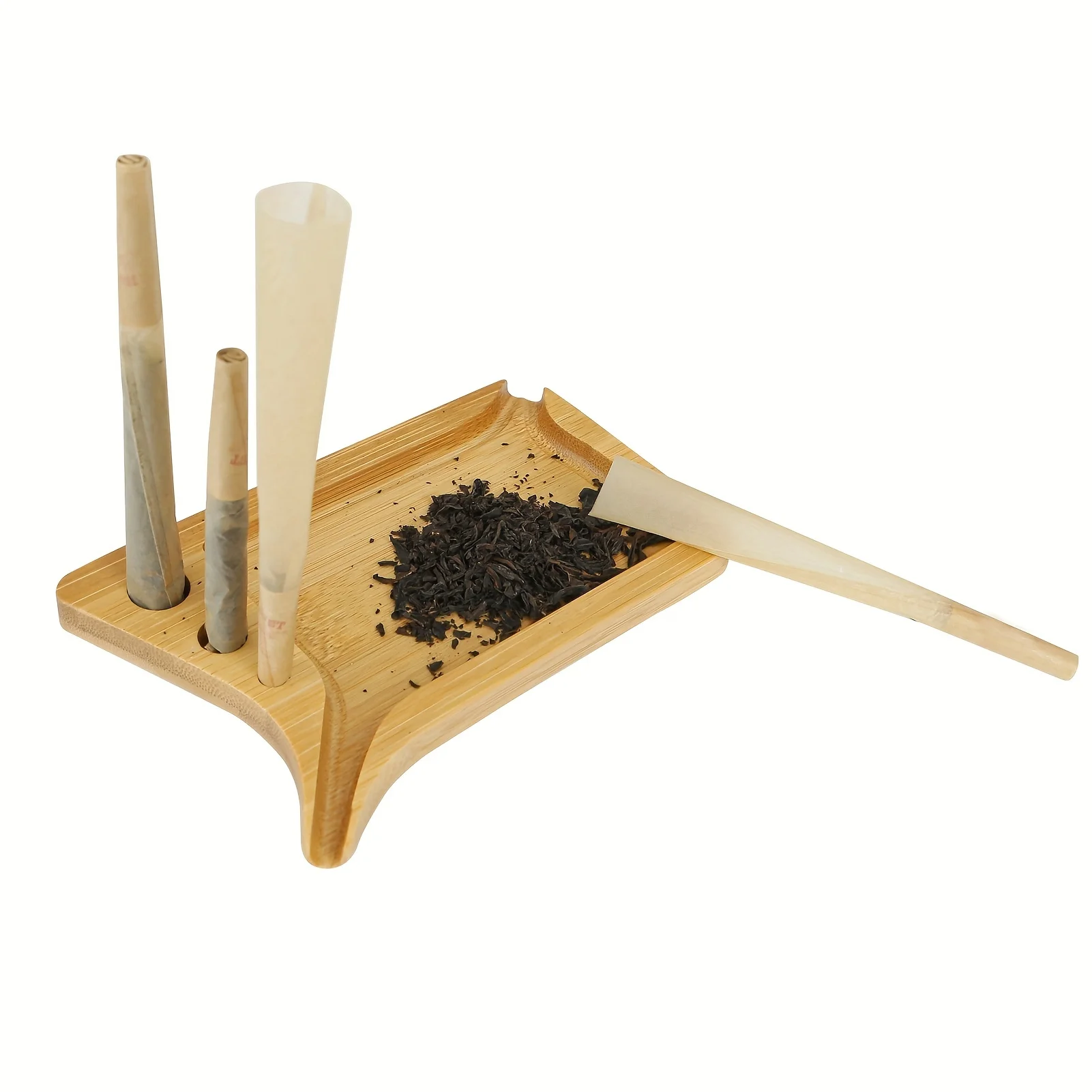 Bamboo Wood Herb Tobacco Rolling Tray Funnel Tool Loader Cones Smoking Accessories