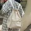 E8FB Trendy Canvas Drawstring Backpack Large Capacity School and Travel Bag for Teens and Adults Solid Color Daypack Book Bag 3