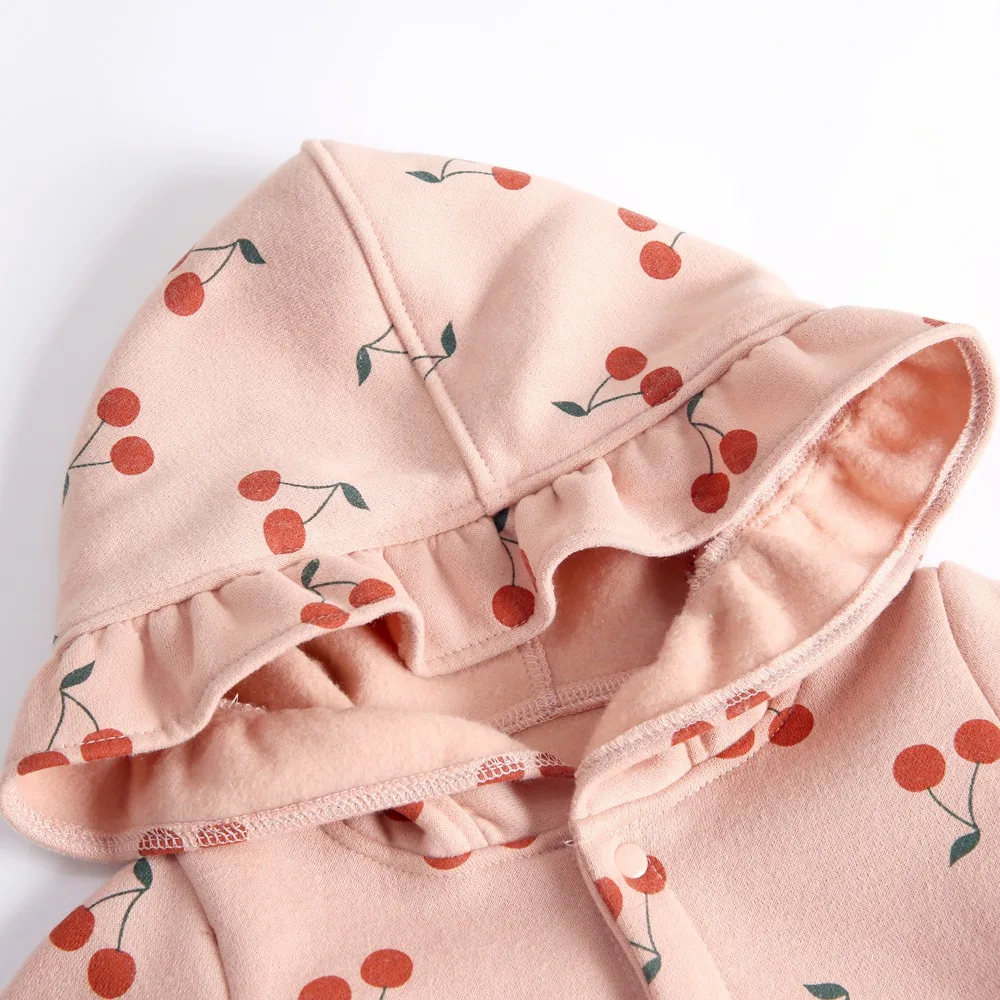 Baby Mädchen Strampler Kirsche Druck Winter Kleidung Neugeborenen Cartoon Overall – Detail 7