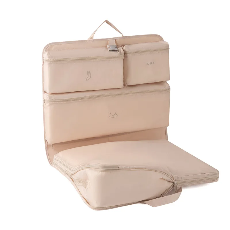 Portable Travel Compression Packing Cubes Set 6 Way Organized Storage for Clothes Foldable Hanging Design for Suitcase Luggage
