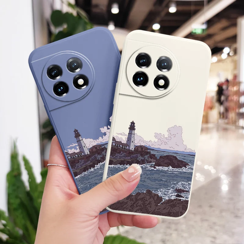 Wave Lighthouse Liquid Silicone Phone Case Cover
