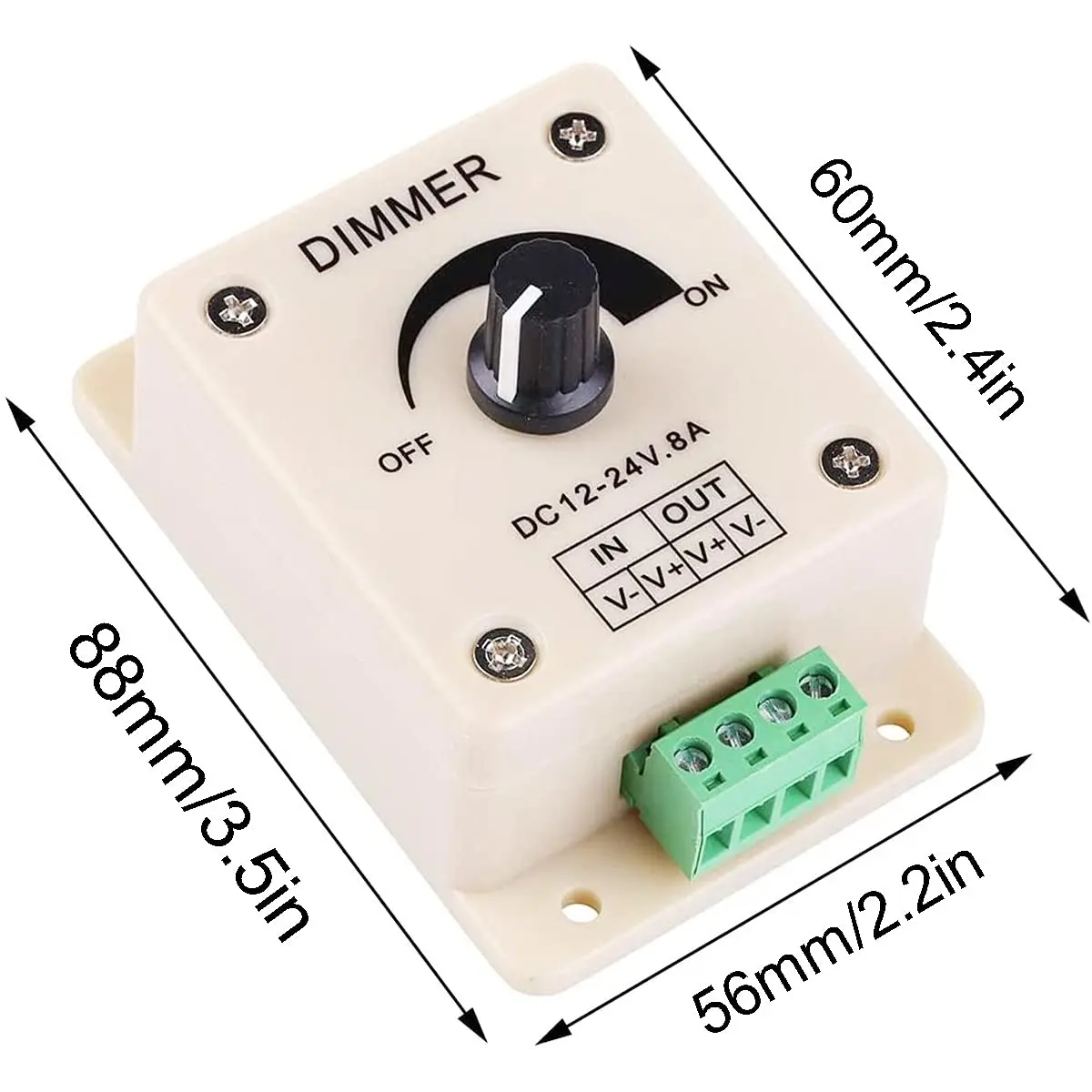 2 PCS LED Dimmer Switch led strip controller led dimmer switch led dimmer controller smart dimmer switch lamp dimmer led strip switch led string dimmer DC 12V 24V 8A Adjustable Brightness Lamp Bulb Strip Driver Single Color Light Power Supply Controller