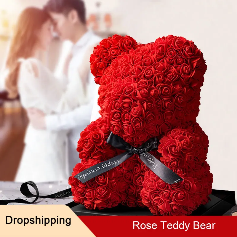 Подарок на день рождения 25/40 см Мишка Тедди роза Искусственные цветы мишка в