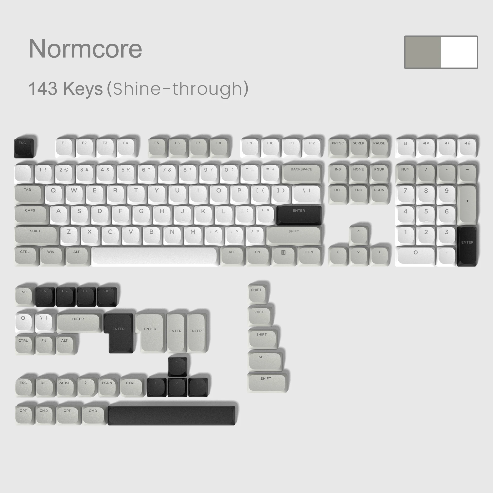 Minimalista Low Profile Pbt Keycaps Custom Double Shot Key Cap para Gateron Cherry mx Switches Gamer Teclado Mecânico 143 Chaves - Imagem 5