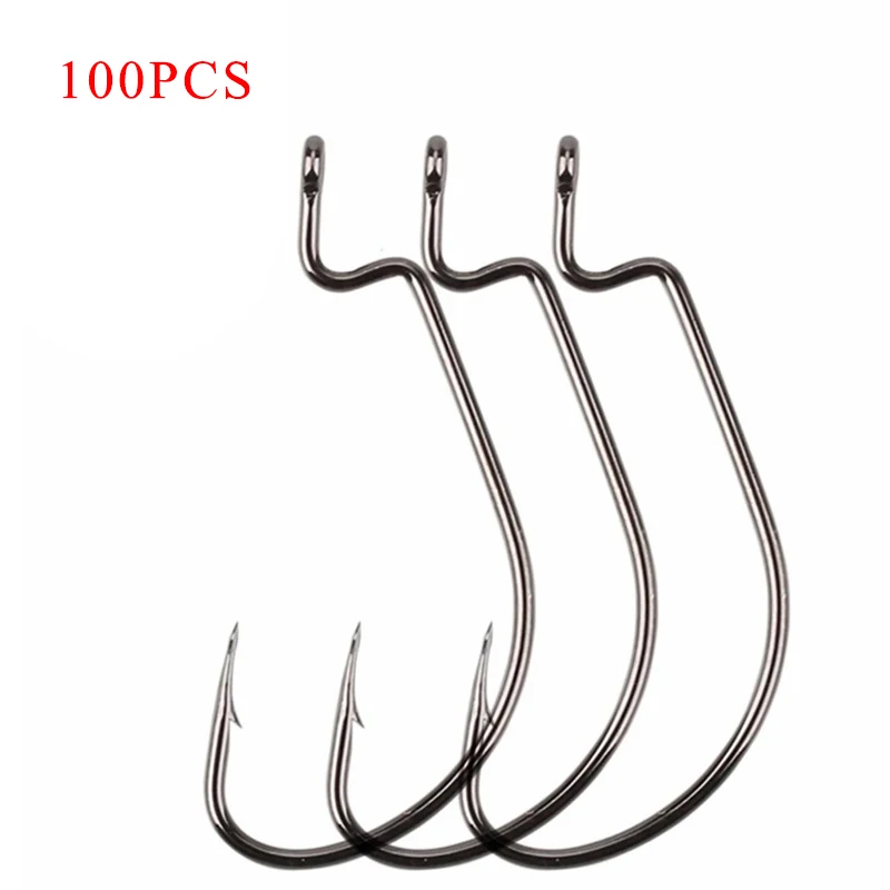 

100pcs/lot Fishing Soft Worm Hooks High Carbon Steel Wide Super Lock Fishhooks Lure Softjerk Hooks 1#2#4#6#8#-5/0 Fishing Tackle