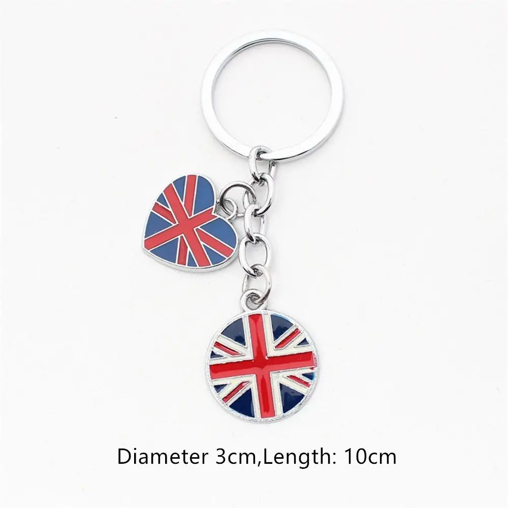 Metal Heart Pendant Union Jack Keyring GB British Flag