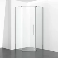 Modern Luxury Freestanding Drilled Bathroom Triple Glass Hinged Shower Door Frameless Glass Screen Tempered Glass Shower Door 1