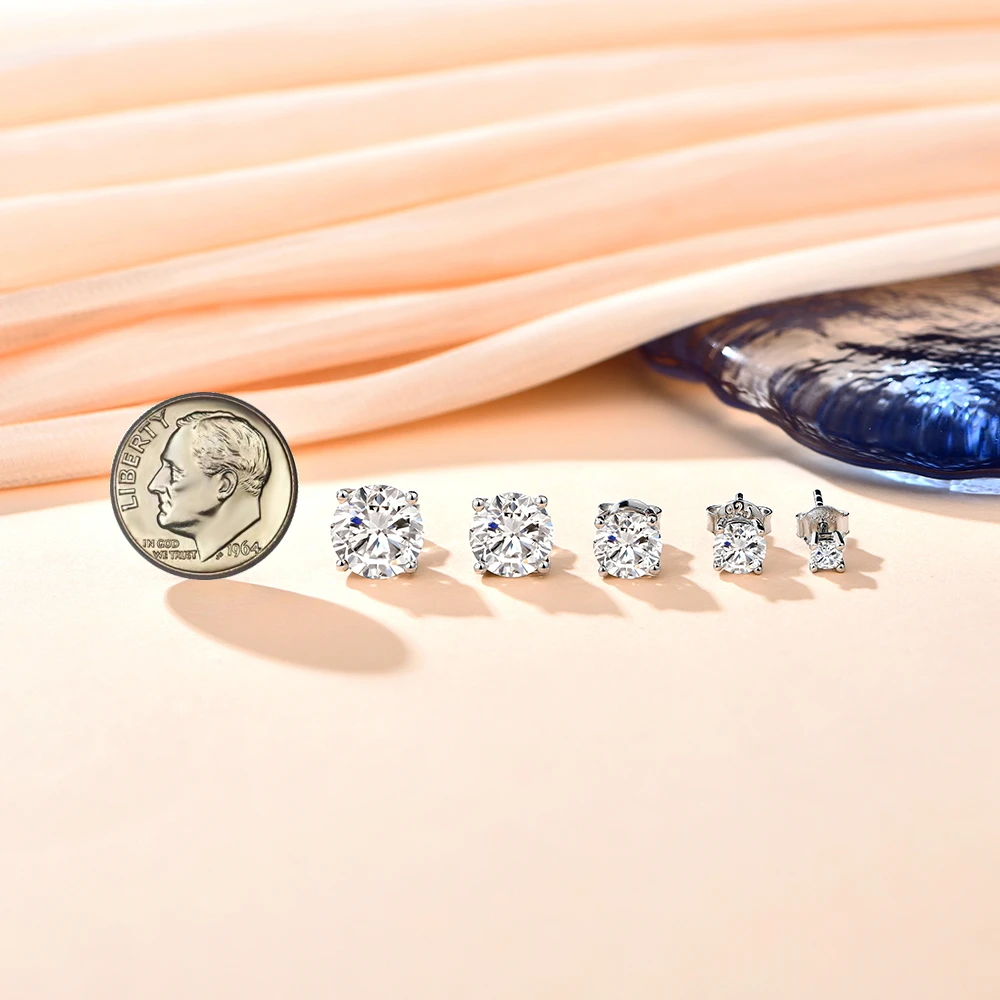 ATTAGEMS 2 Carat 8.0mm D Color Moissanite Stud Earrings For Women Top Quality 100% 925 Sterling Silver Sparkling Wedding Jewelry - Image 3
