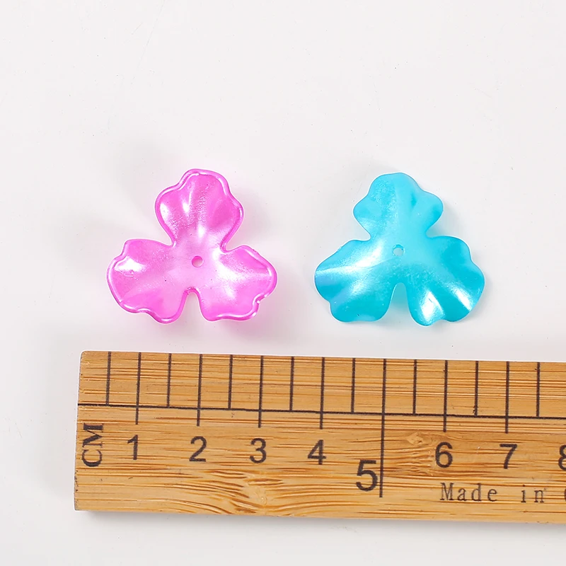 27mm 40pcs Spacer Beads Feather three leaf Acrylic flowers Beads For Jewelry Making Necklace Earring DIY Craft Handmade