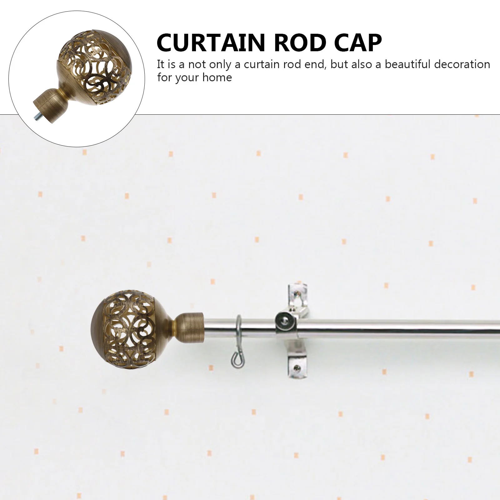 2 Pcs Roman Rod Accessories Curtain Accessory Pole Head Decor End Plug Black Curtains Window