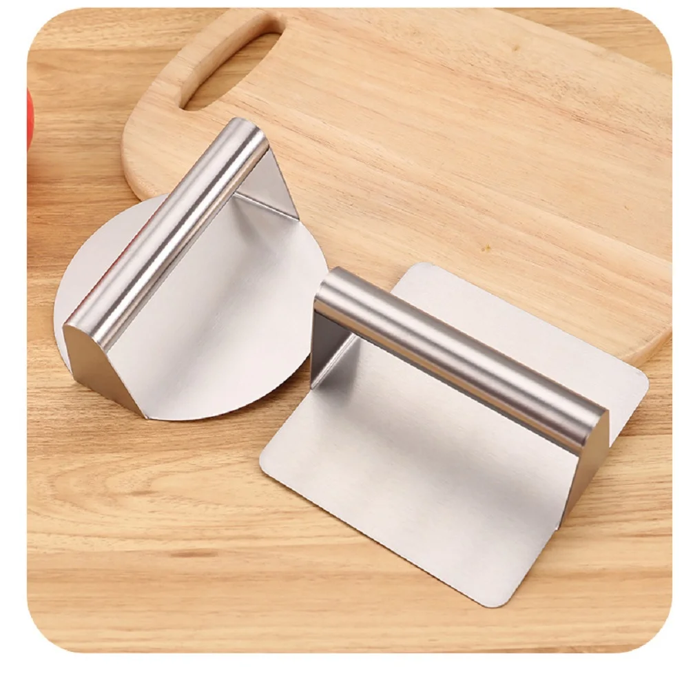 430 Stainless Steel Hamburger Meat Press Circular Square Burger Meat Press Kitchen Tool Meat Press Plate 1PC
