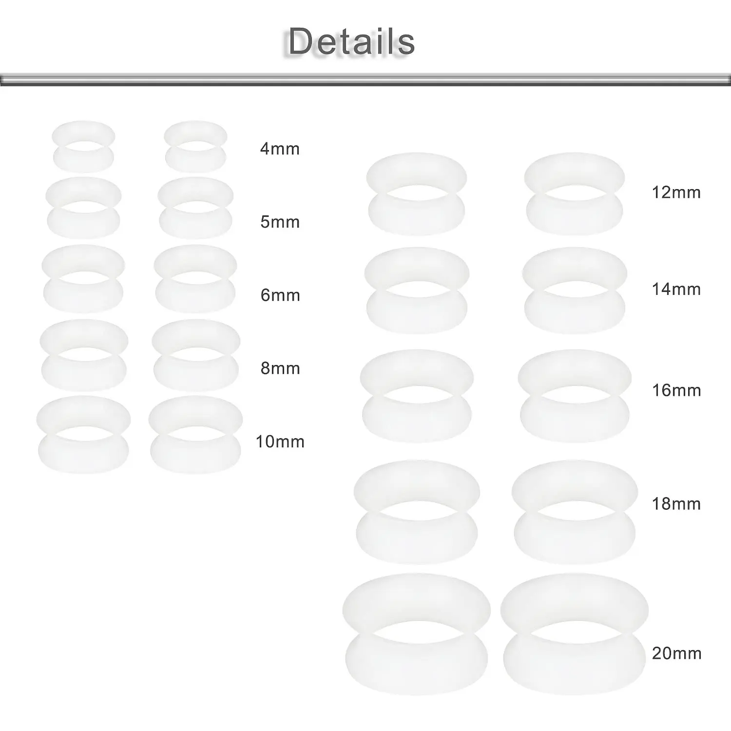 1 Pair 4-20mm Ultra Thin Silicone Flexible Flesh Tunnel Expander Stretching Gauge Earlets Plug Set Gauges Kit
