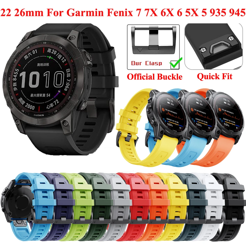 JKER 22 26mm Silicone Watchband Straps For Garmin Fenix 6 Pro 7X 7 5 5X 3 3HR 945 Bracelet Release Wristband| | - AliExpress