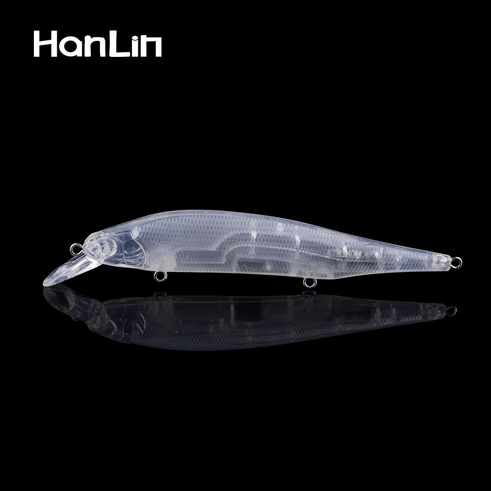 

Hanlin 10/20pcs 13CM 14G Unpainted Artificial Rattles Minnow Fishing Lures Floating Transparent Baits Blanks Bass Tackle