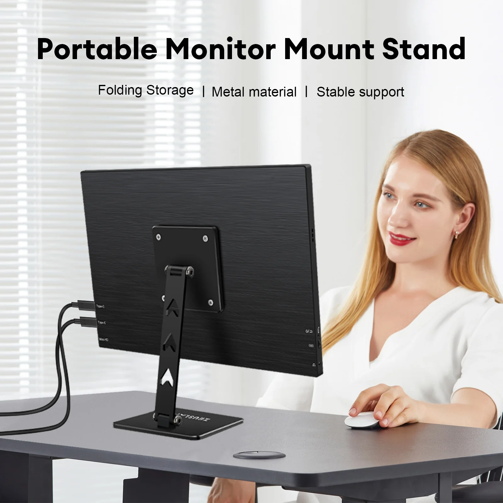 Zeuslap Rotating Monitor Portátil Mesa Metal Stand Holder para Vesa Mount Monitor - Imagem 6