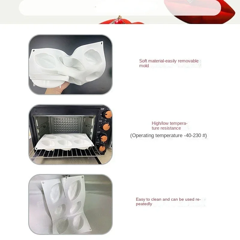 6 Cavity Sexy Lip Silicone Chocolate Mousse Mold Diy Handmade Dessert Soap Mould Cake Decorating Tools Kitchen Bakeware