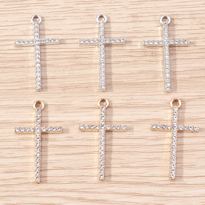 

10pcs 17x29mm Fashion Crystal Cross Charms Pendants for Making DIY Drop Earrings Necklaces Handmade Keychains Jewelry Findings