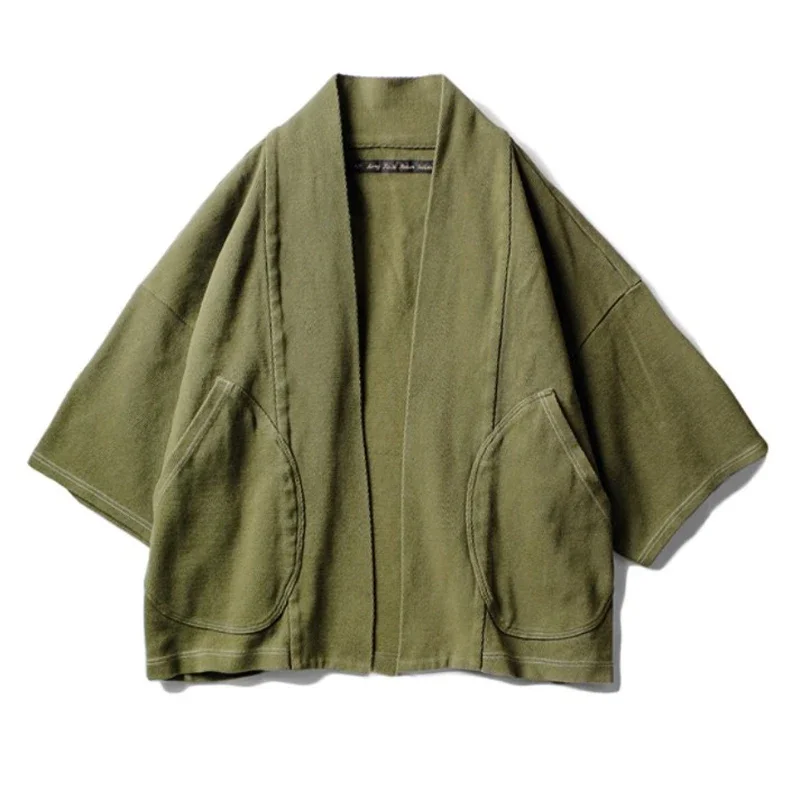 

Hiroda and Hiroshi KAPITAL 22SS Japanese Korean Shirts Batik Wash Two-color Cotton Breathable Short Sleeves Taoist Robe