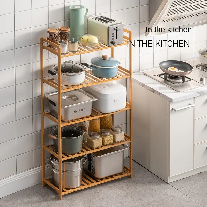 다층 선반 바닥 침실 거실 보관, 간단한 대나무 보관 책장, 욕실 보관 선반 