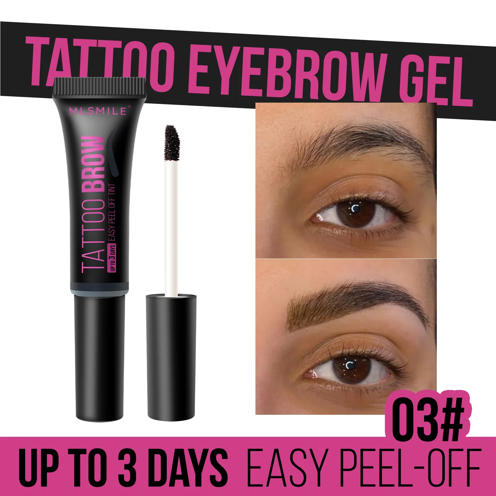 MLSMILE Peel Eyebrow Gel Long-lasting Non-smudging Waterproof Sweatproof Easy To Color Three-color Eyebrow Gel Cosmetics Makeups 6