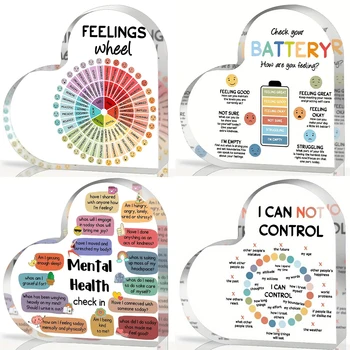 Mental Health Decor, Psychotherapy Affirmations Heart Acrylic Sign 1