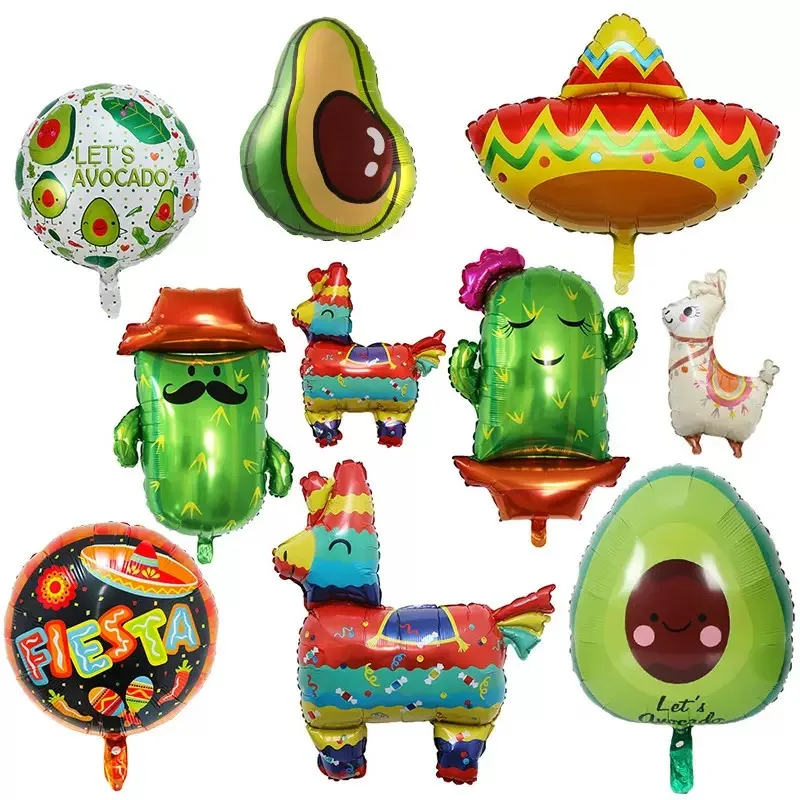 Mexikanischer Pfannkuchen TACO Alpaka Avocado Hut Kaktus Baum geformt Aluminiumfolie Ballon Karneval Party Fiesta Fiesta Alphabet Set Dekor