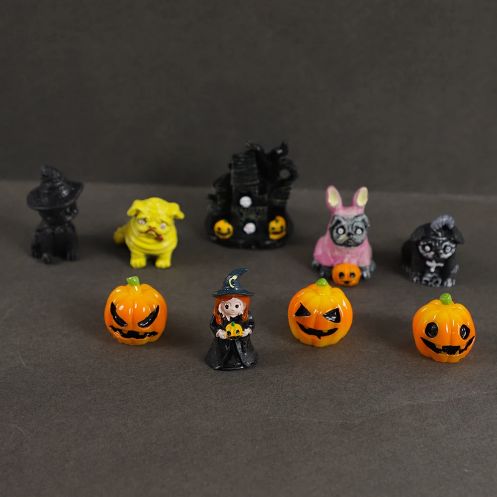 9PcsHalloweenDollhouseMiniatureGhostWitchBatPumpkinMini