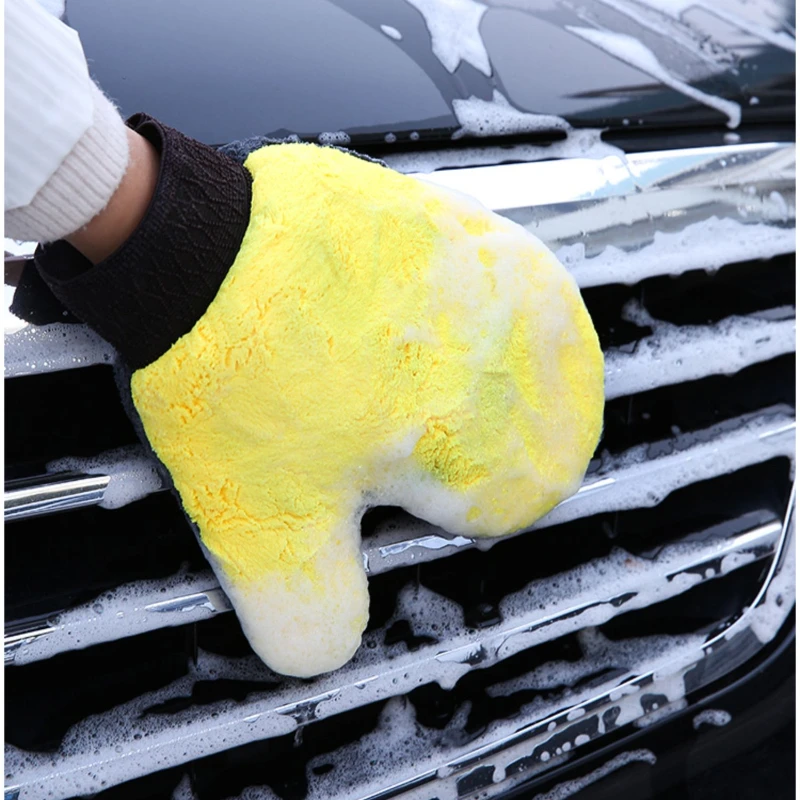 Double-sided Coral Fleece Car Wash Cleaning Gloves Window Door Wash Water Absorption Car Care Cleaning Gloves car Clean Tools