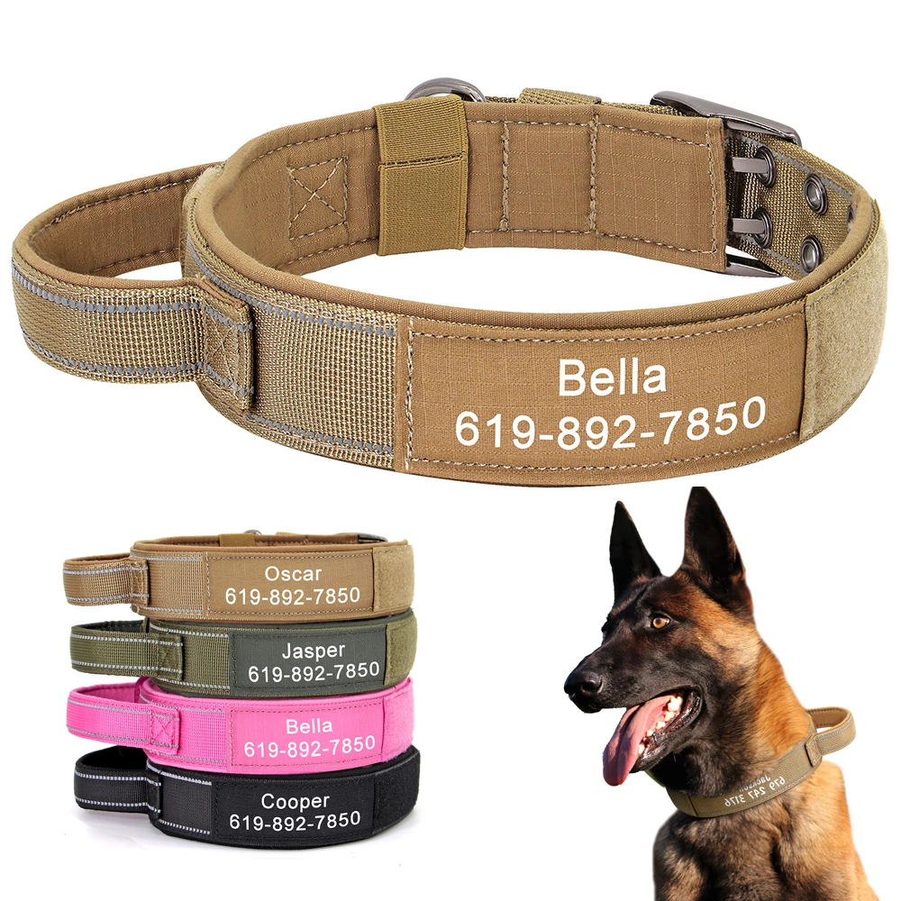military dog collars with name