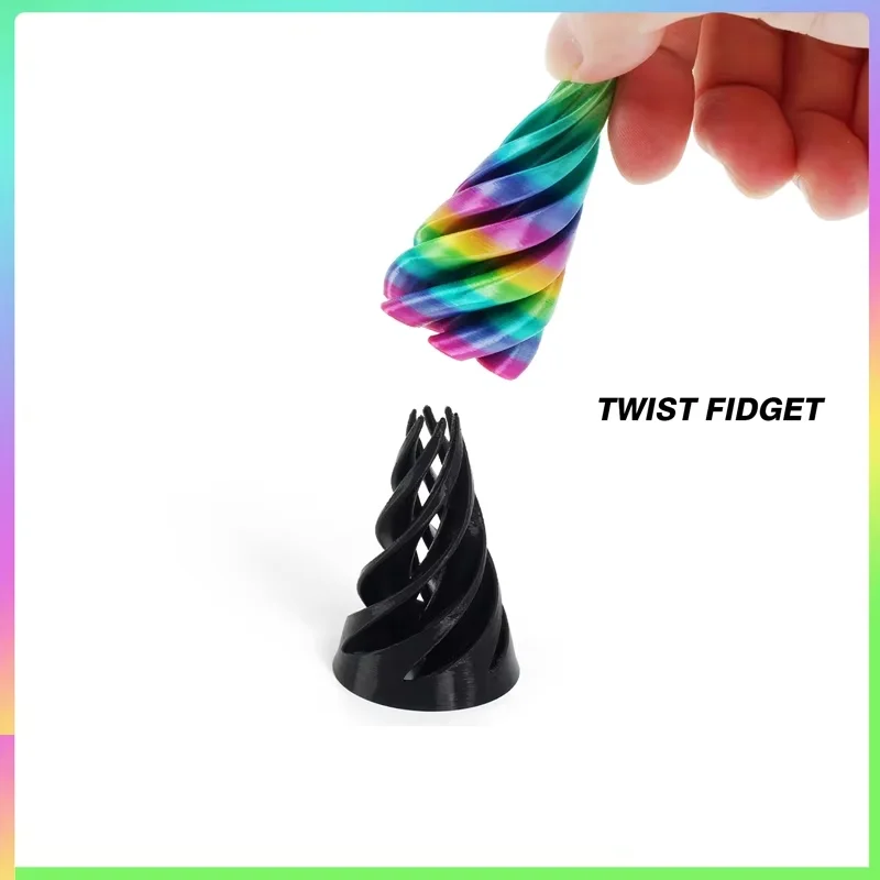 3D Printed Spiral Cone Pyramid Passthrough Sculpture Pass Through Pyramid Toy Mini Vortex Thread illusion Cone Spiral Ornaments pyramid toy