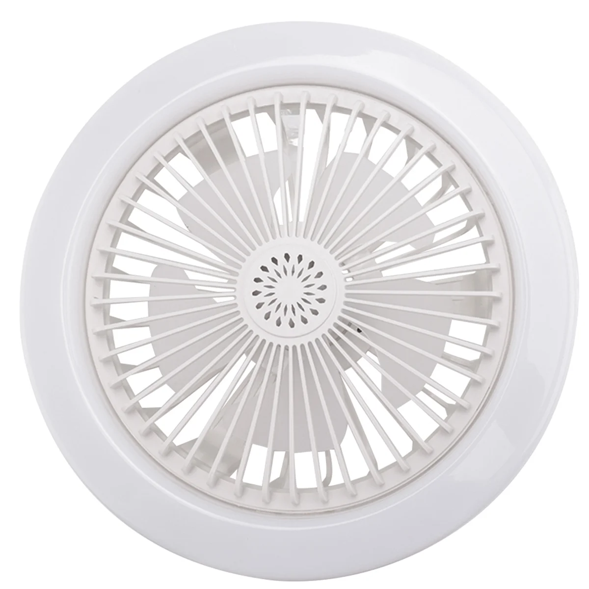 E27 Ceiling Fan with Lights,Enclosed Low Fan Light,Hidden Electric Gimbal Lamp Holder(White) HOT