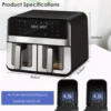 Air Fryer Dual Zone 2 Drawe Efficient With Rapid Air Circulation | Fully Adjustable+8Pre-sets For Healthy Oil Free قلاية هوائية 2