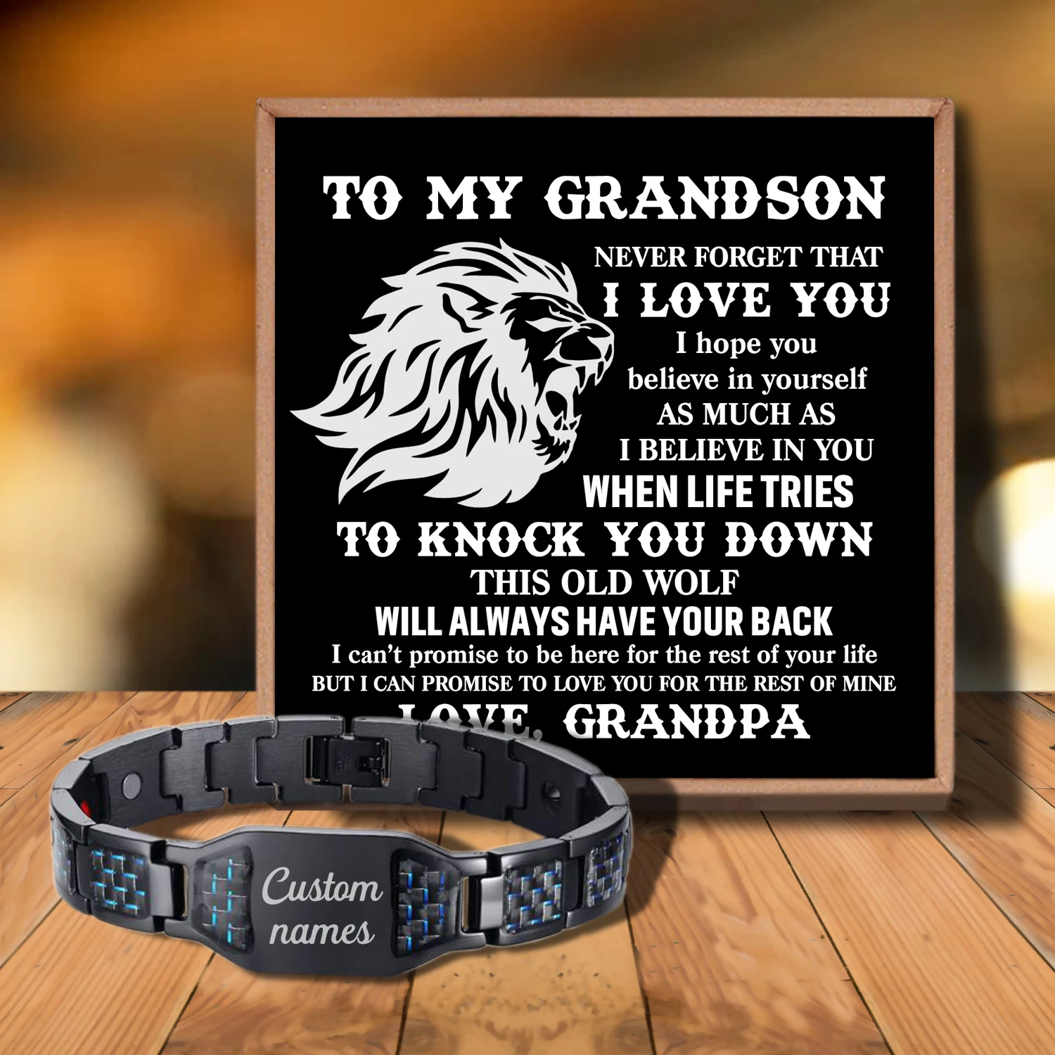 

Sac3163 To My Grandson I Closed My Eyes For from Love Grandpa Customizable Message Card Bracelet for Birthday Anniversary