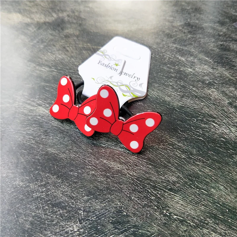 2PCS Cute Cartoon Disney Mickey Bowknot Kids Hairpins Children Headwear Baby Headdress Elastic Hair Bands Clip Girls Accessories hair accessories