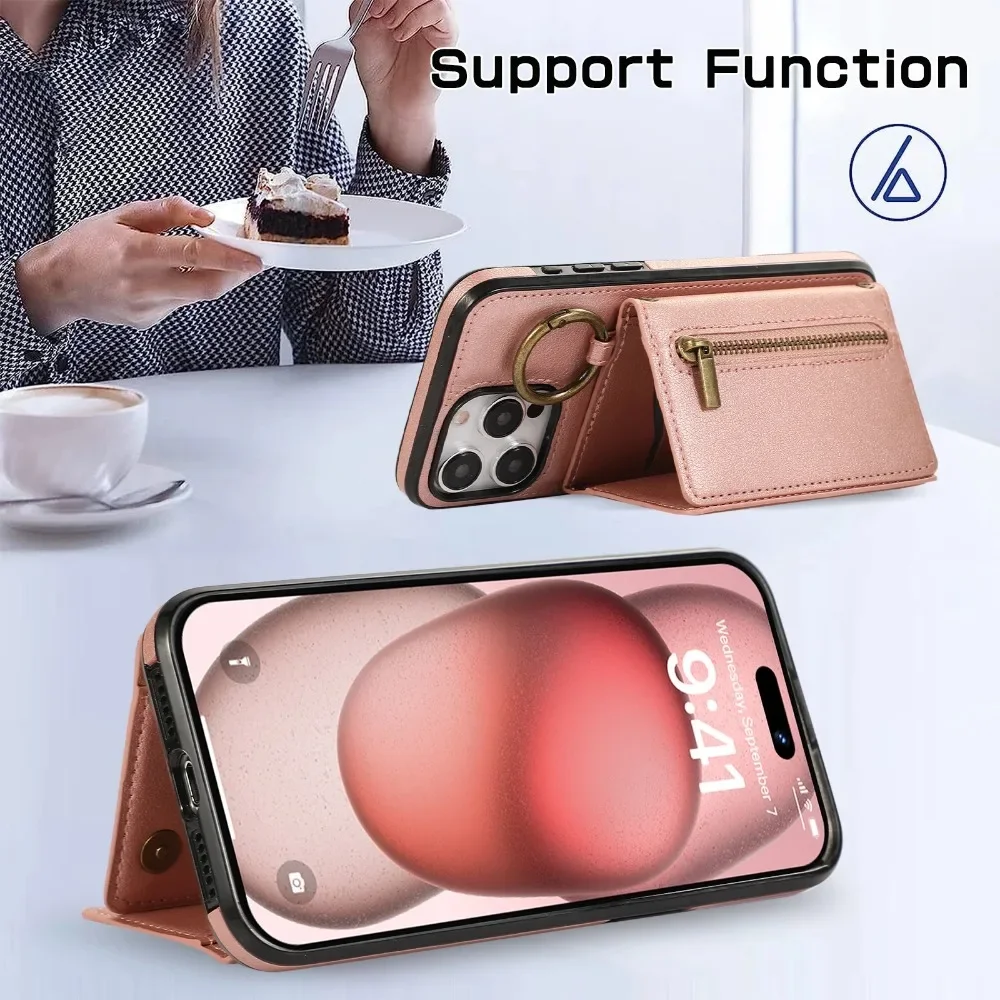 Sleek Crossbody Leather Phone Case with Zipper Wallet & Card Holder