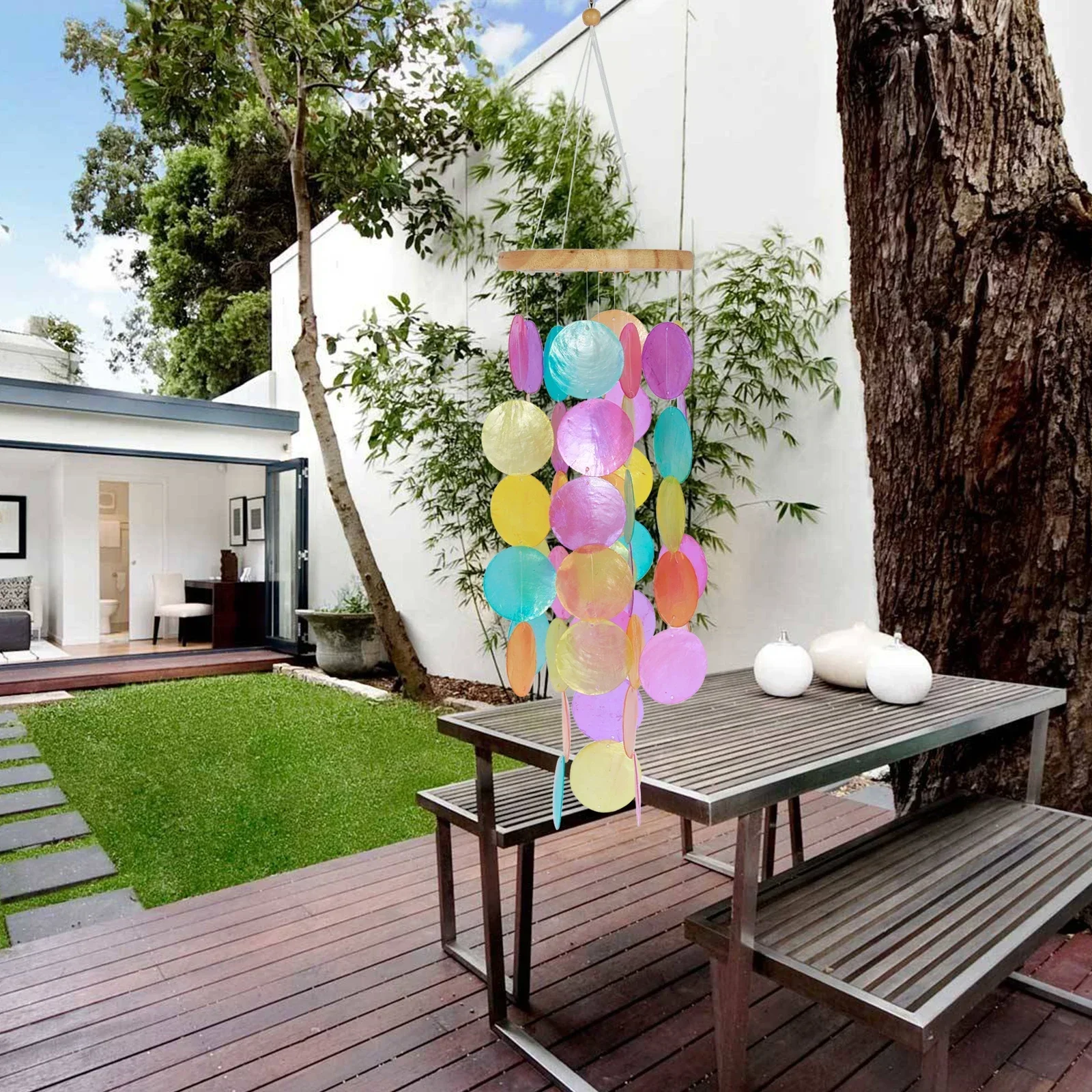 6/1PCS Rainbow Shell Wind Chimes,Room Dream Catchers,Outdoor Hanging Windchimes Garden Patio Yard Lawn Home Decor