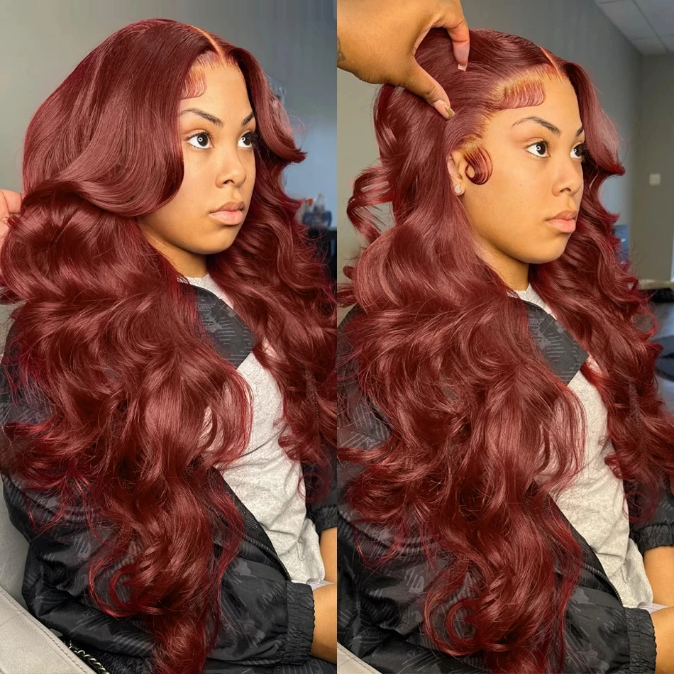 40 inch Reddish Brown HD Lace Front Human Hair Wig PrePlucked 13x4 Colored Human Hair 13x6 Lace Front Wigs Body Wave Wig 4x4 5x5