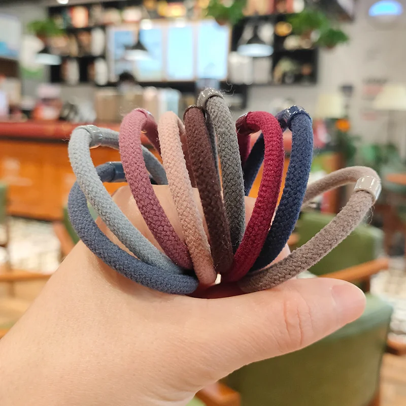 

10Pcs/set Hot selling bold summer Korean version simple beaded basic hair rope multi-color optional nylon mesh rubber band