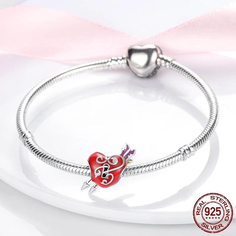 Rote Serie Anhänger-Charms Perlen Plata Charms aus 925er Silber passend für Original Marken Damen Armband Anhänger Halskette Schmuck – Detail 26