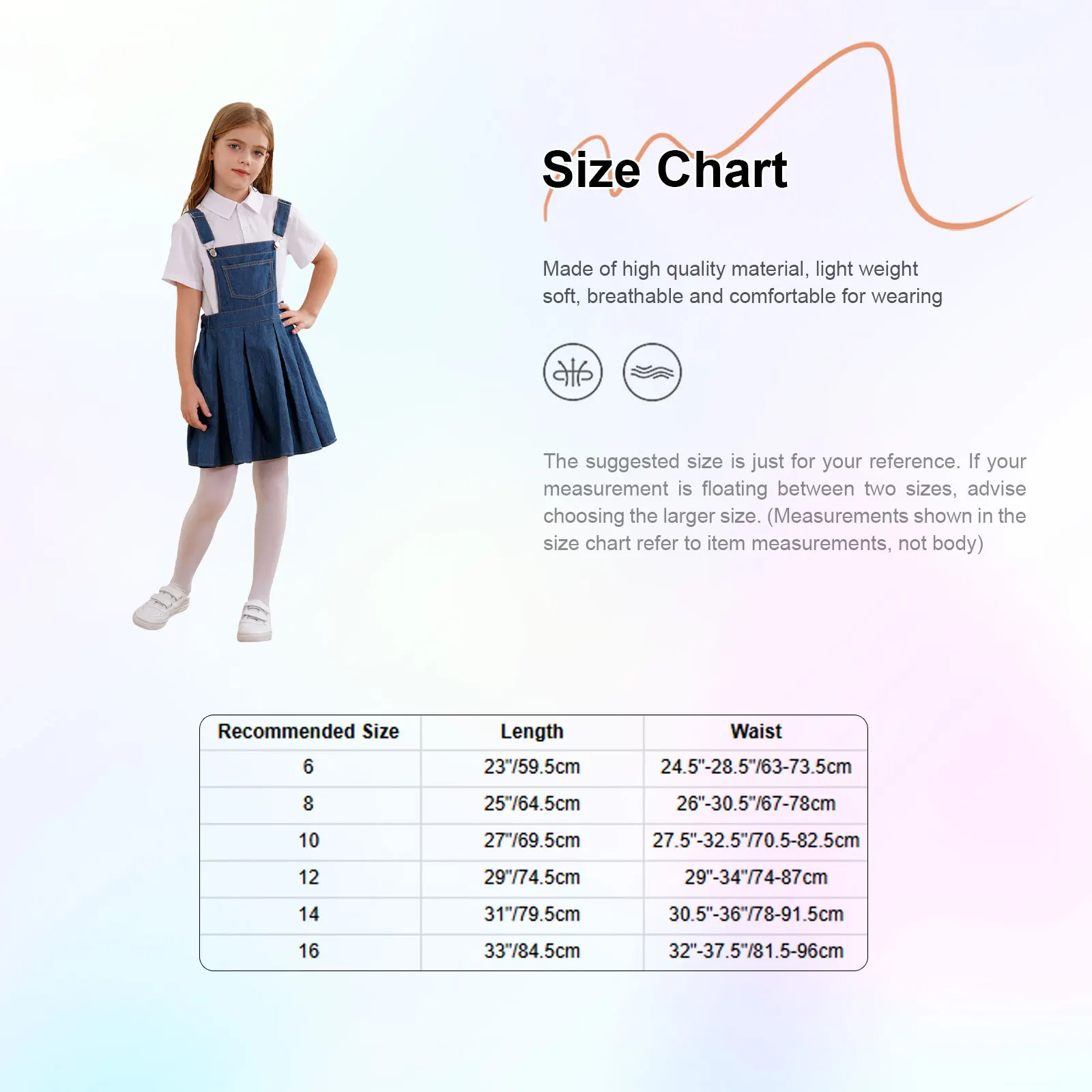 Kids Girls Adjustable Strap Bib Skirt Denim Overall Dress Pleated Suspender Casual Overalls Pleated Daily Dresses with Pocket