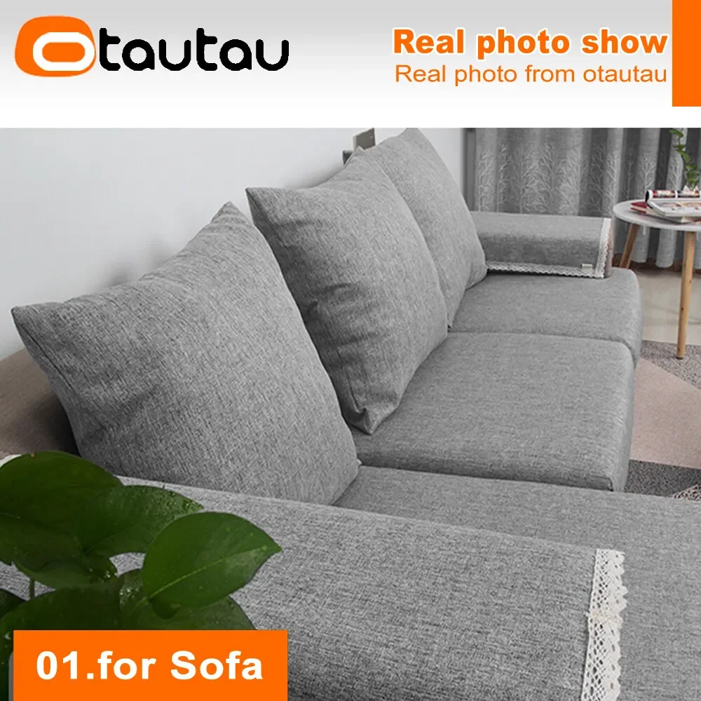 OTAUTAU Cotton Linen Pillow Case for Sofa Bed Headboard Couch Backrest Cushion Cover Pillowcase Long Body Throw Pillows KD002 3